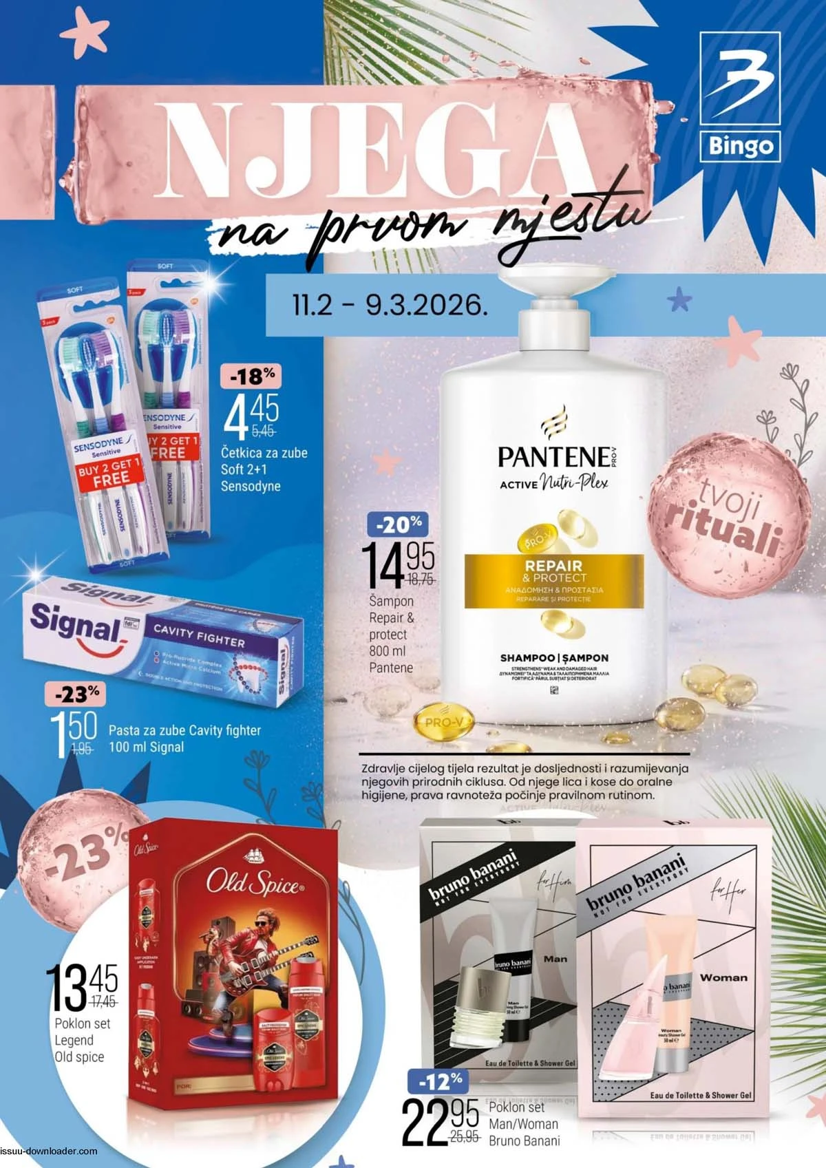 Bingo katalog kozmetike Njega na prvom mjestu – sniženja proizvoda za ličnu higijenu i njegu do 9. marta 2026