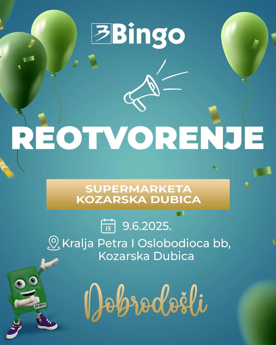 Bingo akcija Reotvaranje Kozarska Dubica sniženja za 09.06.2025