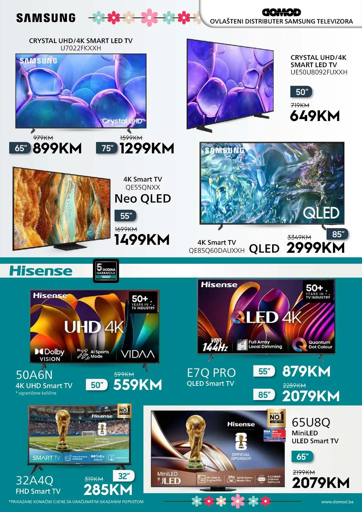 DOMOD katalog strana 2 – sniženja tehnike, bijele tehnike i kućnih aparata Bosna i Hercegovina