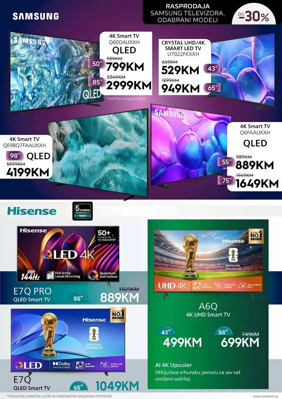 DOMOD katalog strana 2 – sniženja tehnike, bijele tehnike i kućnih aparata Bosna i Hercegovina