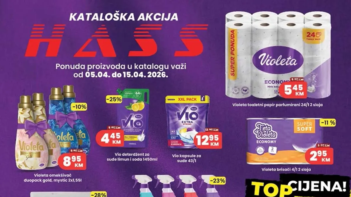 Hass Komerc akcija do 15.04.2026 katalog sniženja prehrane i kućnih proizvoda
