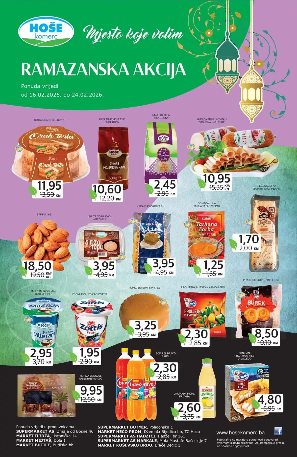 Hoše Komerc Ramazanska akcija katalog – sniženja prehrane i kućnih potrepština do 24. februara 2026