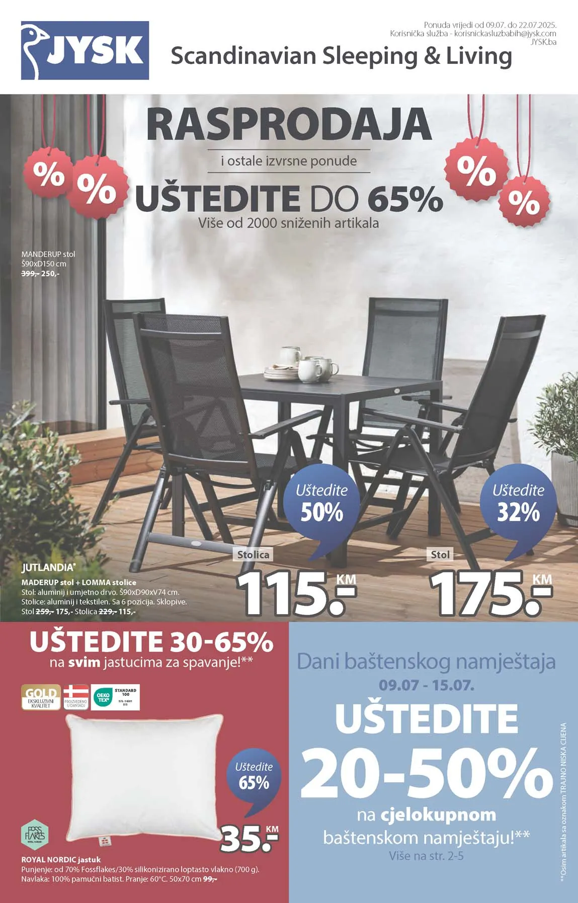 JYSK akcija RASPRODAJA sniženja do 22.07.2025. POPUSTI DO 65%!