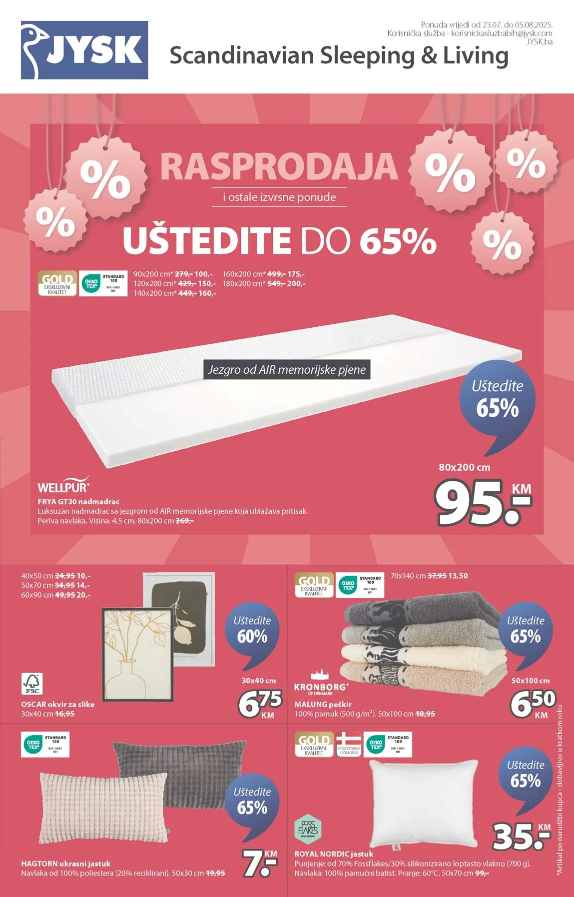 JYSK akcija RASPRODAJA sniženja do 05.08.2025. POPUSTI DO 65%!