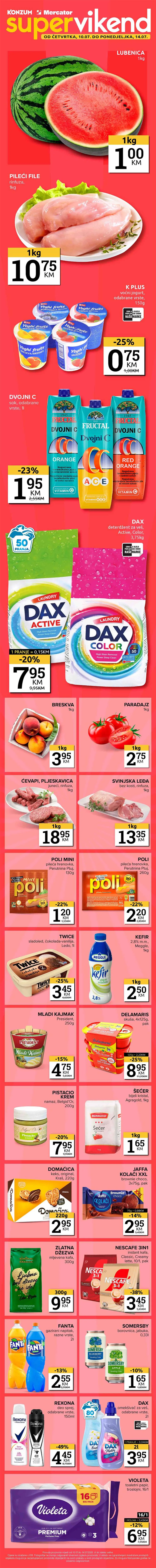 KONZUM i MERCATOR Vikend akcija sniženja do 14.07.2025.