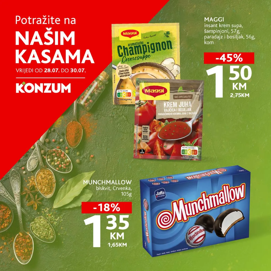 KONZUM Akcija Sniženja na kasama do 30.07.2025. Sniženja do -45%!