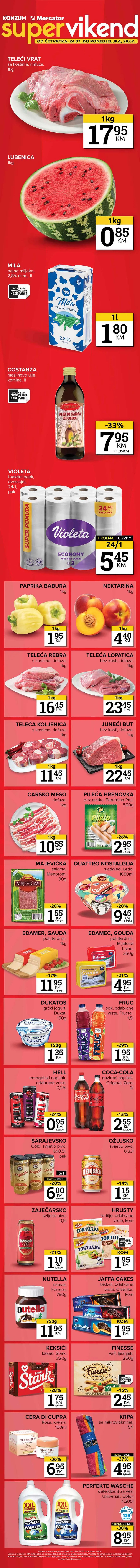 KONZUM i MERCATOR Vikend akcija sniženja do 28.07.2025.