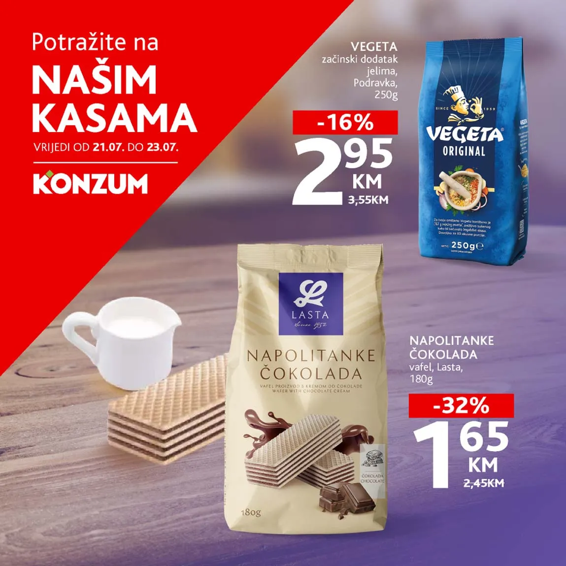 KONZUM Akcija Sniženja na kasama do 23.07.2025. Sniženja do -32%!