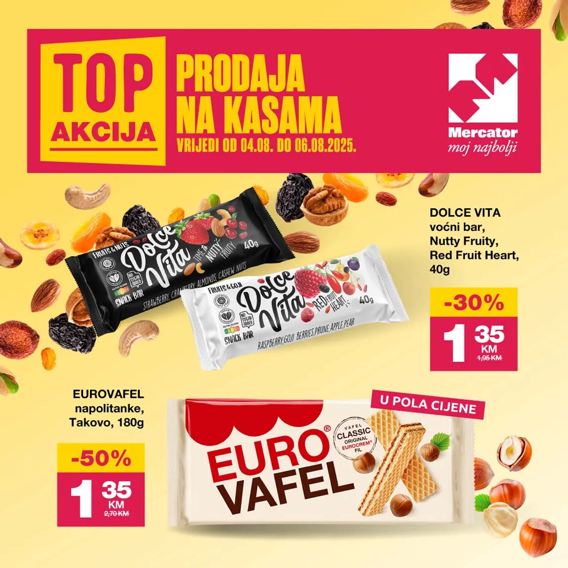 MERCATOR Akcija Top prodaja na kasama sniženja do 06.08.2025