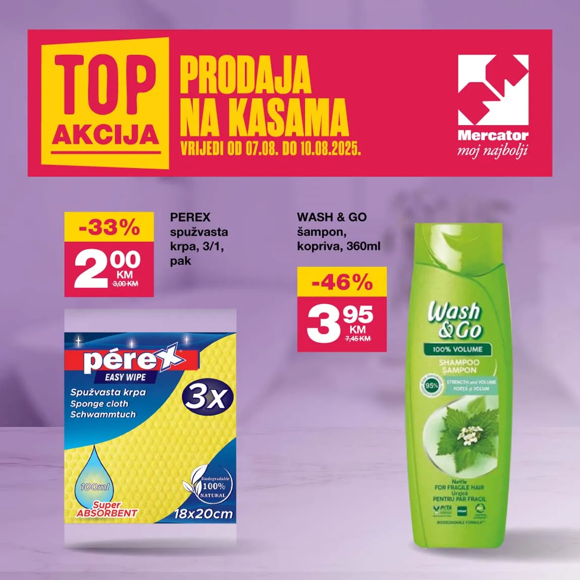 MERCATOR Akcija Top prodaja na kasama sniženja do 10.08.2025