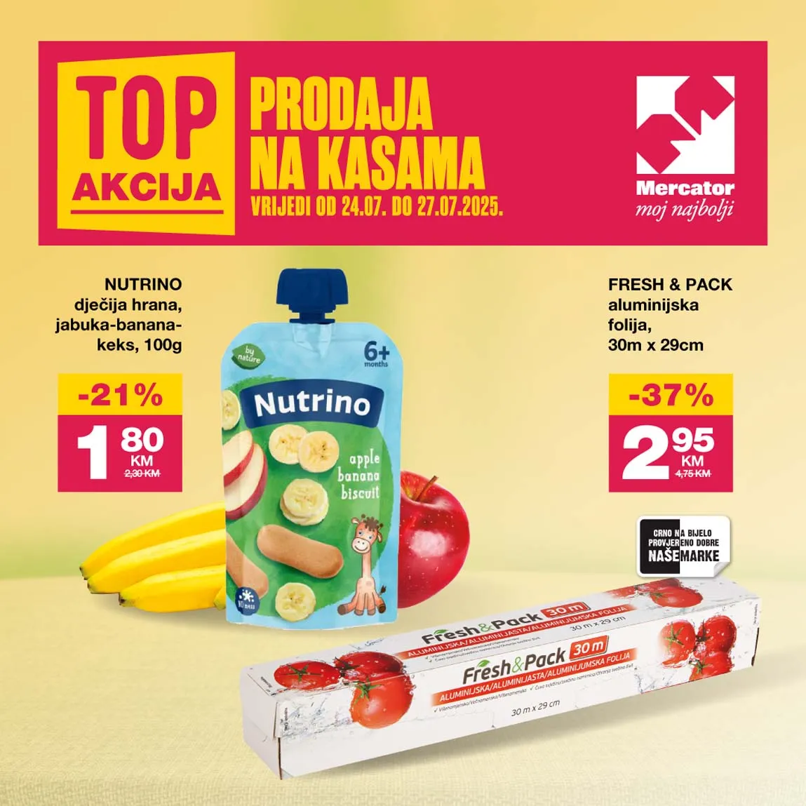 MERCATOR Akcija Top prodaja na kasama sniženja do 27.07.2025