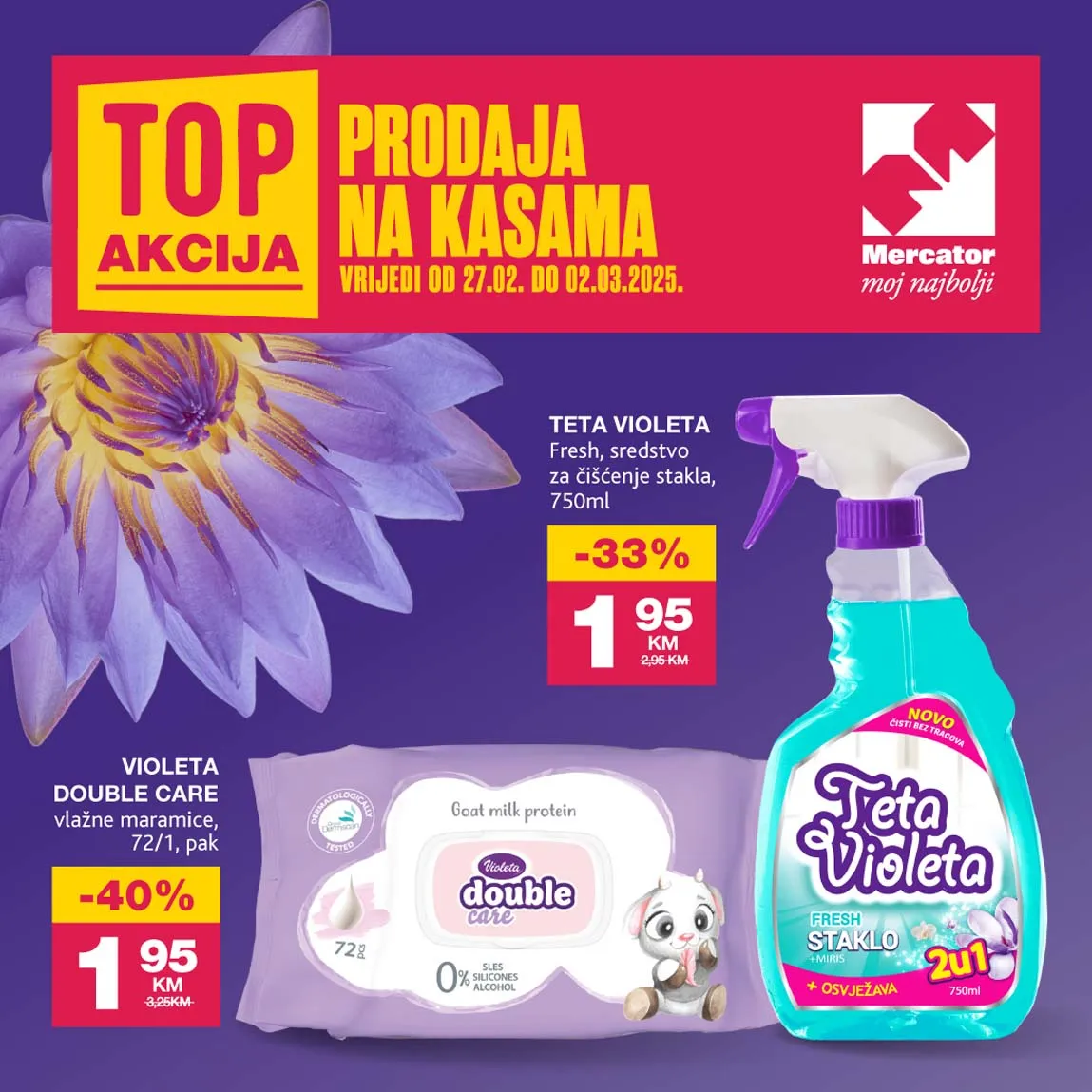 MERCATOR Akcija Top prodaja na kasama sniženja do 02.03.2025