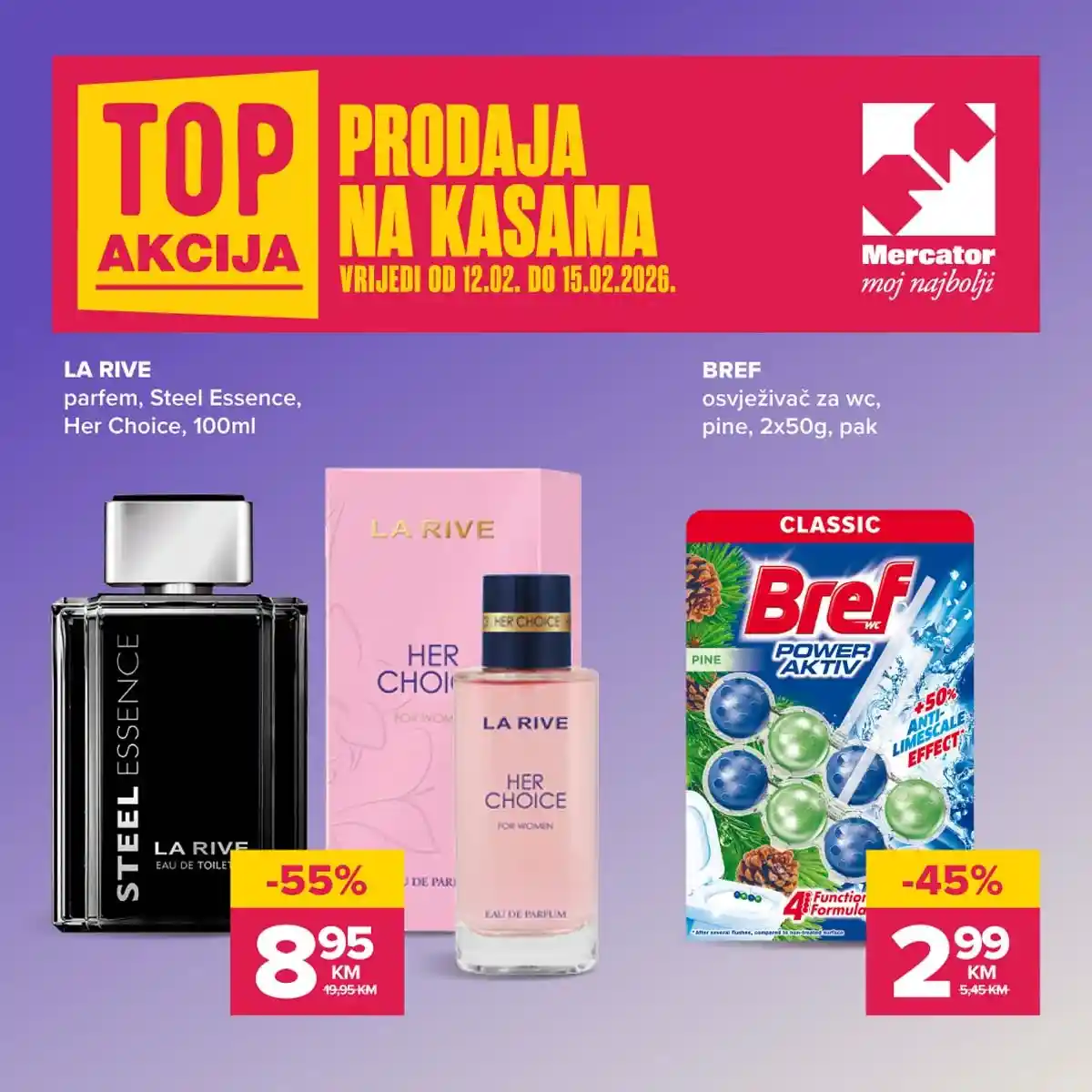 Mercator akcija na kasama – sniženja februar 2026