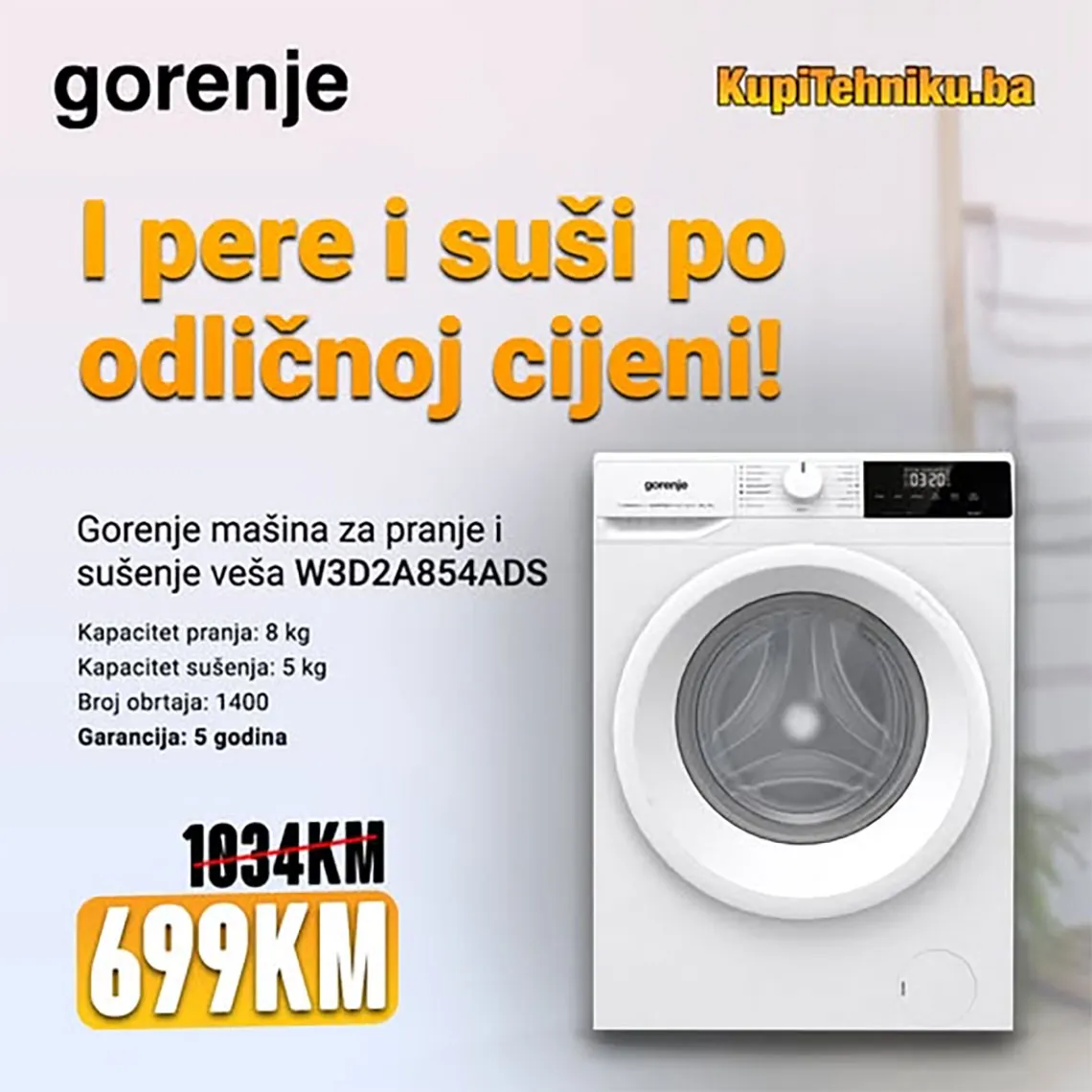 KUPITEHNIKU - GORENJE Mašina za pranje i sušenje po super cijeni
