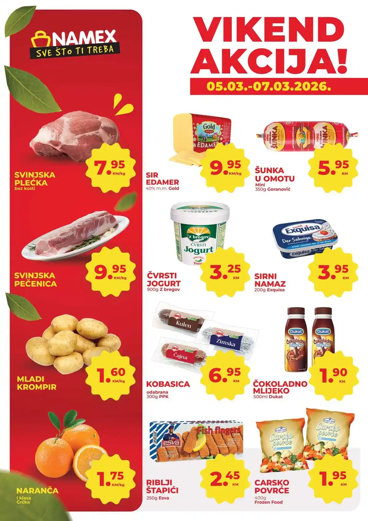 Namex vikend akcija katalog strana 1 velika sniženja Bosna i Hercegovina mart 2026