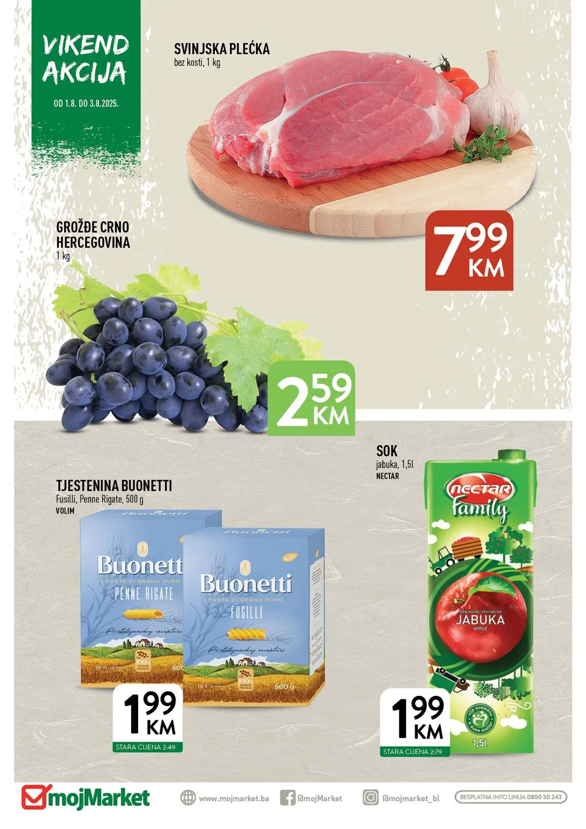 Moj market Vikend akcija sniženja do 03.08.2025. Veliki popusti na vikend akciji!