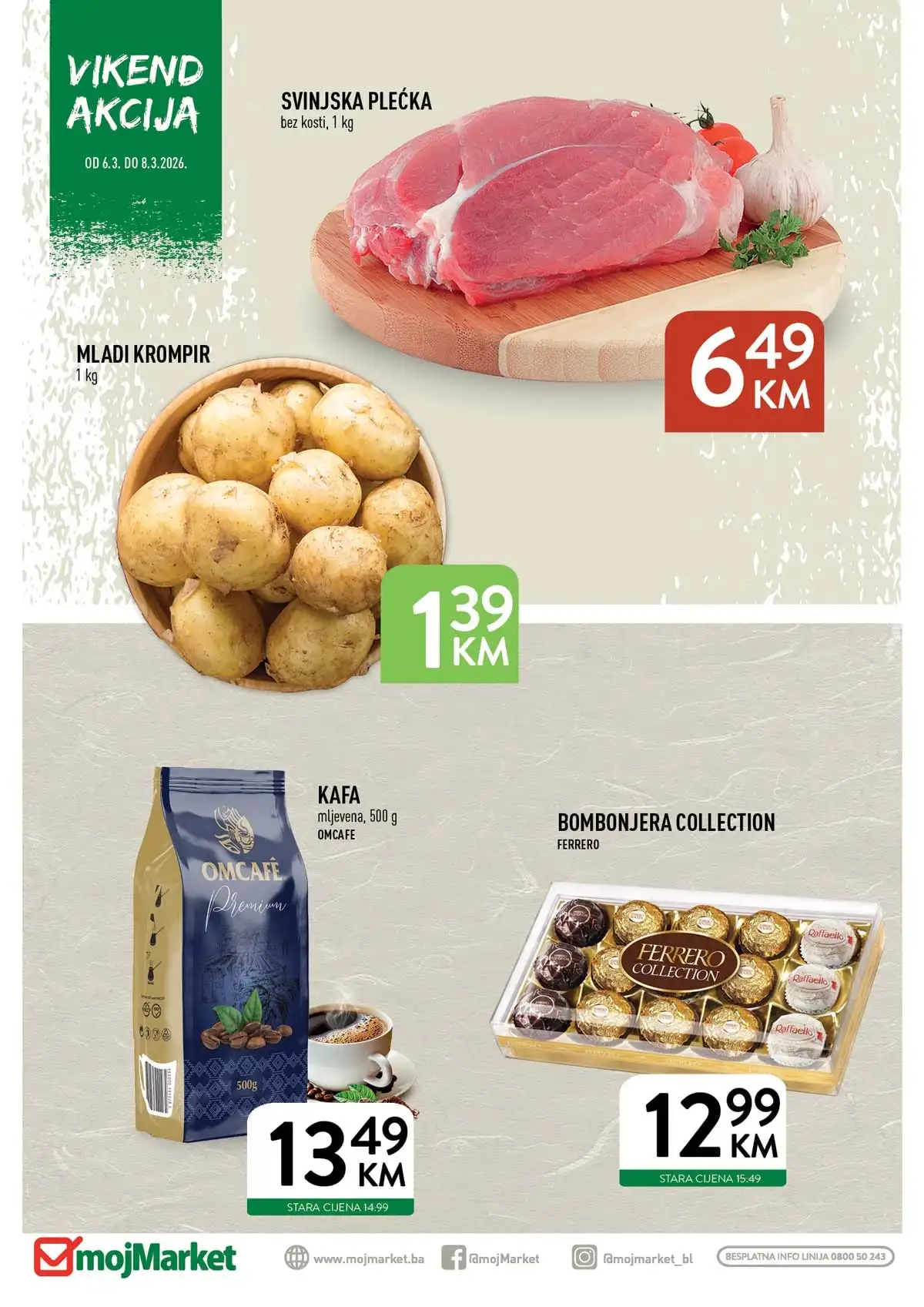 Moj Market vikend akcija – katalog sniženja do 08.03.2026 sa ponudom prehrane i kućnih potrepština
