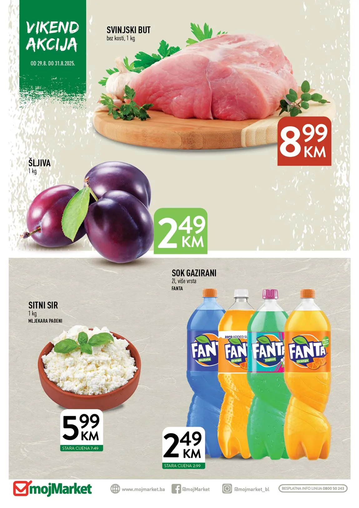 Moj market Vikend akcija sniženja do 31.08.2025. Veliki popusti na vikend akciji!