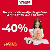 Mega Diskont – 40% popusta na sve igračke do 15. januara 2026