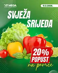 Mega Diskont Svježa srijeda akcija 20% popusta na svježe povrće 11. februara 2026.
