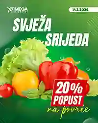 Mega Diskont – Svježa srijeda 20% popusta na povrće, 14. januar 2026