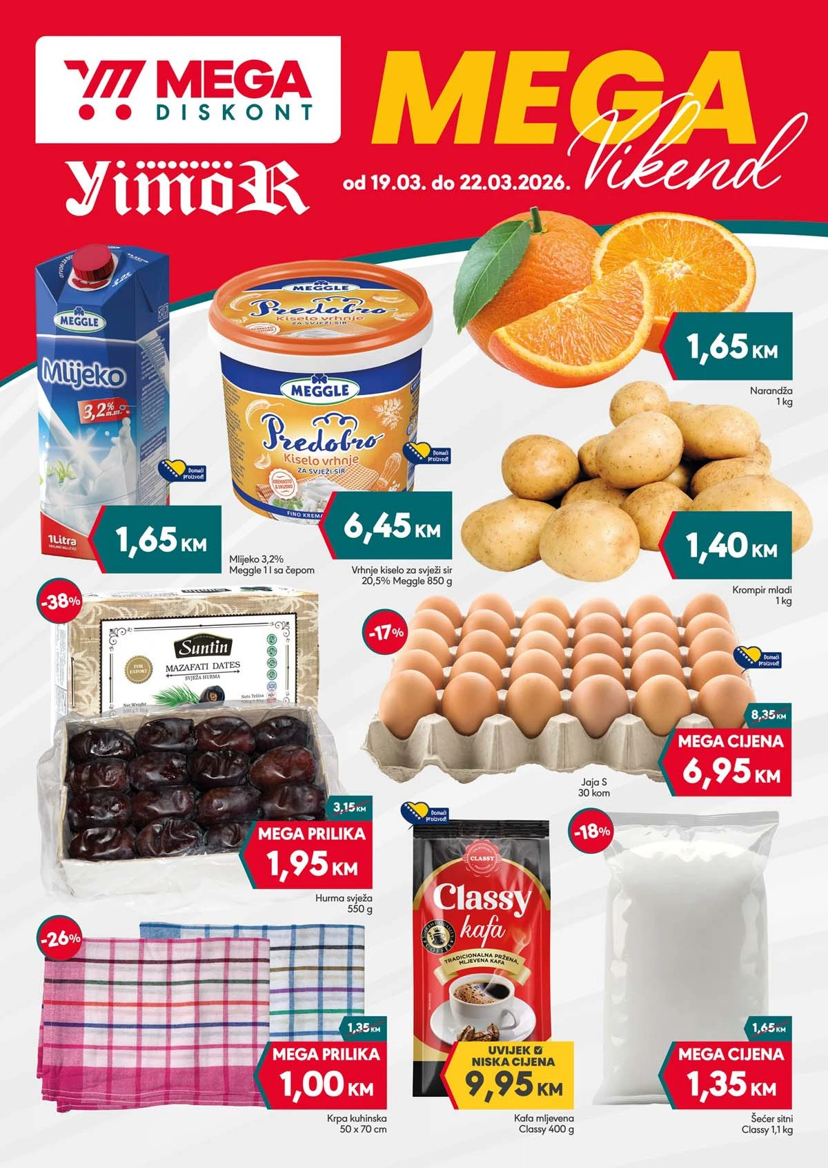 Yimor i Mega Diskont vikend akcija do 38% sniženja – prehrana, piće i kućne potrepštine po nižim cijenama